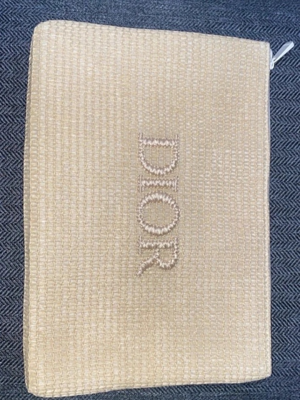 Dior Beauty Raffia Straw Cosmetic Pouch Gold